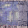 Semi Tussar Navy Blue Printed Saree