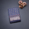 Semi Tussar Navy Blue Printed Saree
