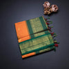 Kalyani Cotton Orange Saree With Zari Buttas And Contrast Border