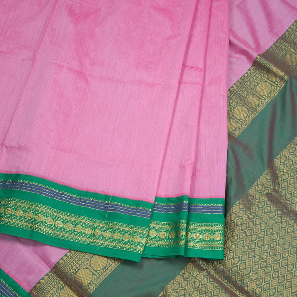 Kalyani Cotton Pink Saree With Zari Buttas And Contrast Border