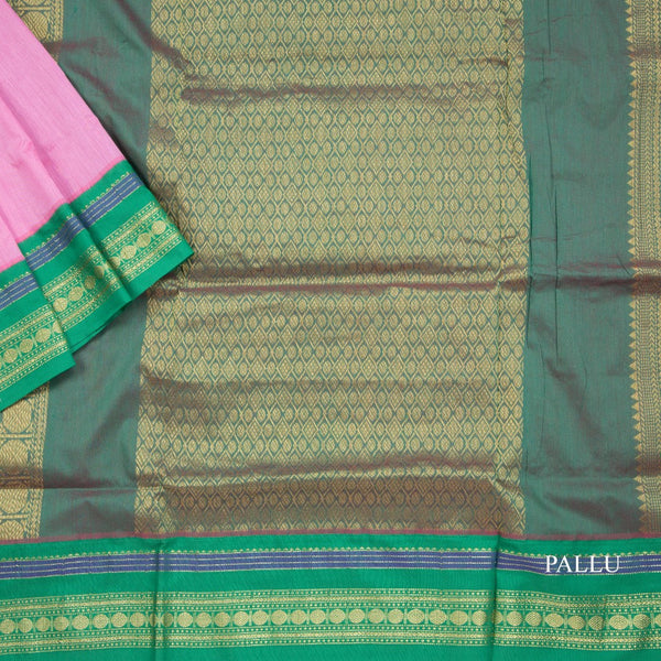 Kalyani Cotton Pink Saree With Zari Buttas And Contrast Border