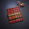 Poly Cotton Multi Colour Checked Saree 07