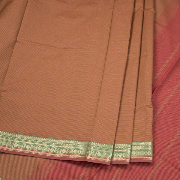 Poly Cotton Light Brown Plain Saree 02