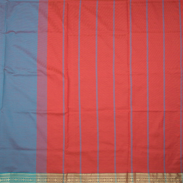 Poly Cotton Baby Blue Plain Saree