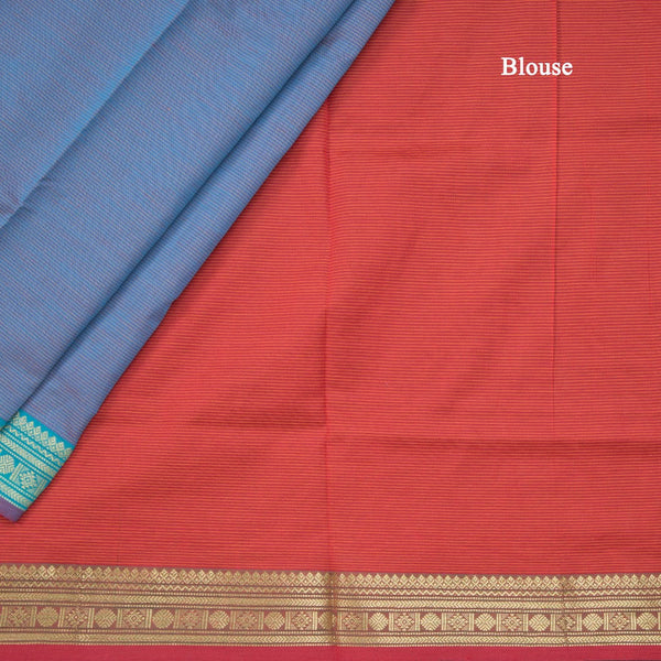 Poly Cotton Baby Blue Plain Saree