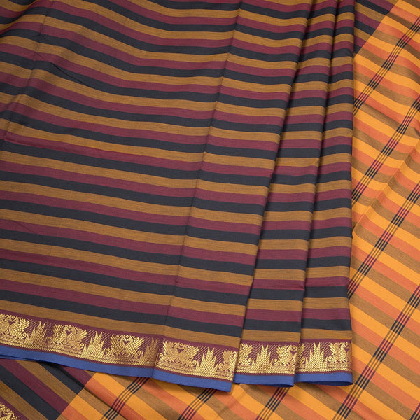Poly Cotton Multi Colour Checked Saree 08