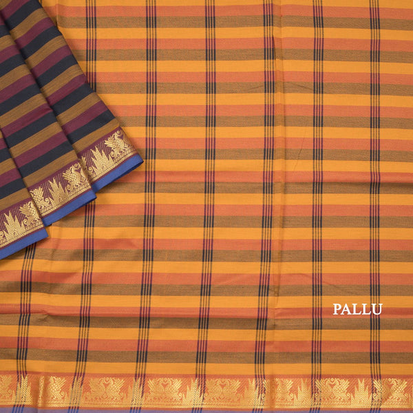 Poly Cotton Multi Colour Checked Saree 08