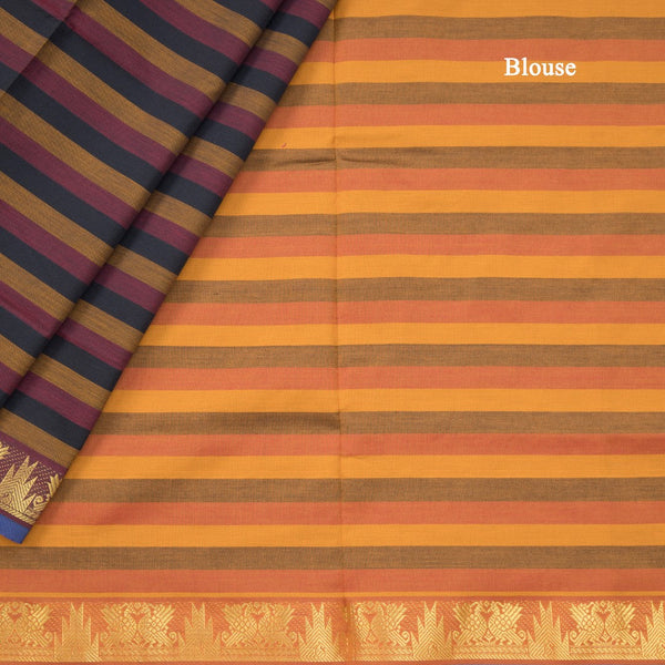 Poly Cotton Multi Colour Checked Saree 08