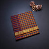 Poly Cotton Multi Colour Checked Saree 10