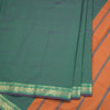 Poly Cotton Green Plain Saree 04