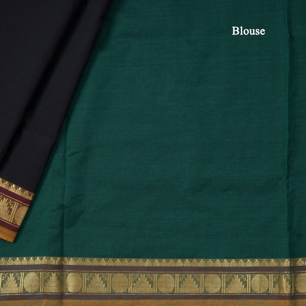 Poly Cotton Black Plain Saree