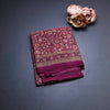 Faux Crepe Purple Printed Saree