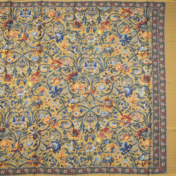 Faux Crepe Yellow Printed Saree 04