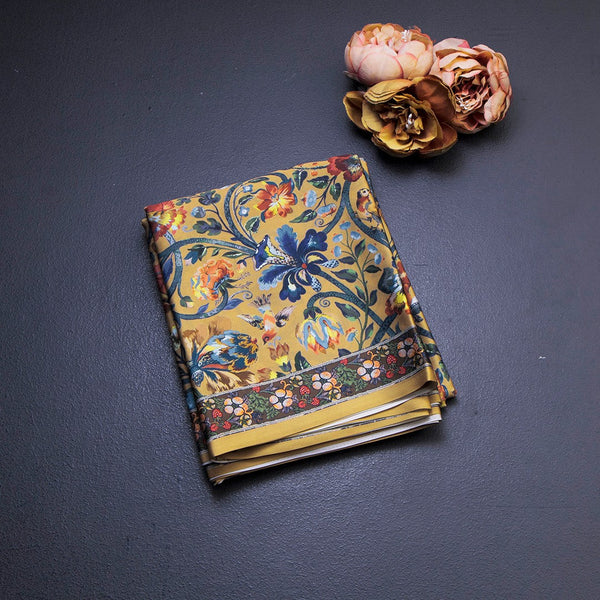 Faux Crepe Yellow Printed Saree 04