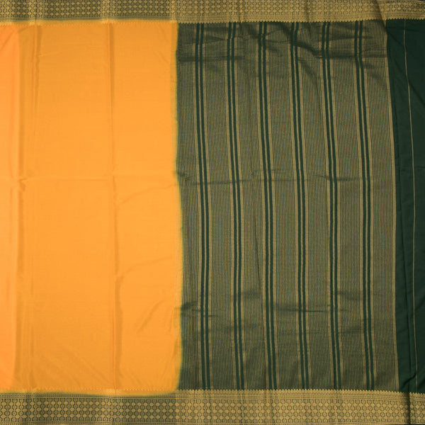 Semi Mysore Silk Mango Yellow Plain Saree 12