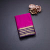 Semi Mysore Silk Dark Pink Plain Saree 02