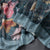 Dark Teal Green Semi Raw Silk Cotton Saree With Floral Print