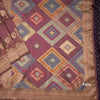 Semi Banaras Wine Colour Embossed With Zari Worked Saree