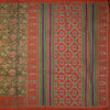 Chanderi Cotton Olive Green Floral Printed Saree 02