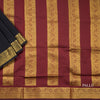 Kalyani Cotton Black Plain Saree With Zari Border