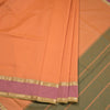Poly Cotton Light Orange Plain Saree With Rettapet Border