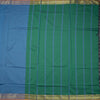Poly Cotton Blue Plain Saree With Zig Zag Design Zari Border