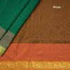 Poly Cotton Green Plain Saree With Zari Border