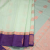 Silk Cotton Mint Green Zari Worked Saree 06