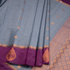 Silk Cotton Grey Zari Worked Saree 05
