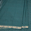 10 Yards Teal Green Sungudi Cotton Checked Saree Without Blouse