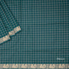 10 Yards Teal Green Sungudi Cotton Checked Saree Without Blouse