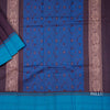 Kanchi Cotton Dark Brown Thread Embossed Saree