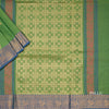 Kanchi Cotton Parrot Green Saree With Zari Buttas And Zari Border