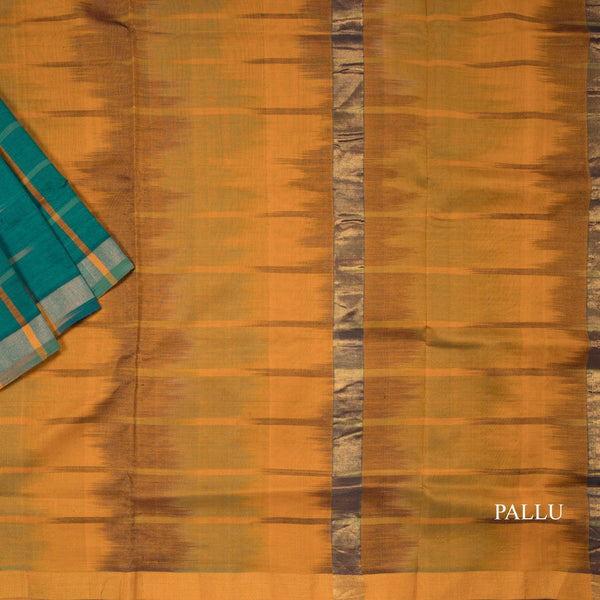 Poly Cotton Peacock Checked Saree With Zari Border