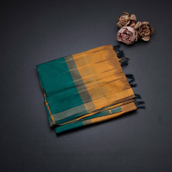 Poly Cotton Peacock Checked Saree With Zari Border