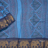 Sungudi Cotton Azure Blue Floral Printed Saree Without Blouse