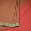 Poly Cotton Cinnamon Brown Saree With Zari Border