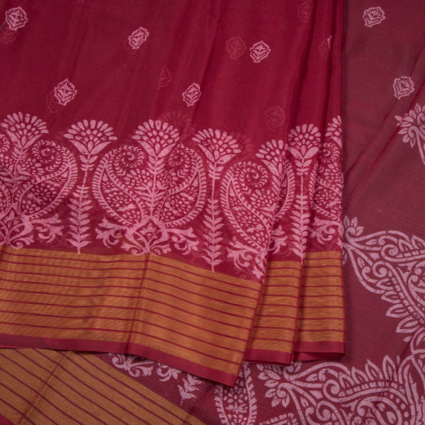 Chiffon Maroon Printed Saree