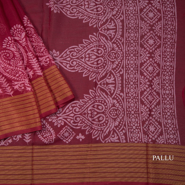Chiffon Maroon Printed Saree