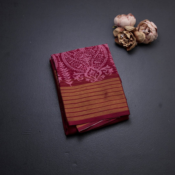 Chiffon Maroon Printed Saree