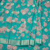 Chiffon Turquoise Blue Printed Saree