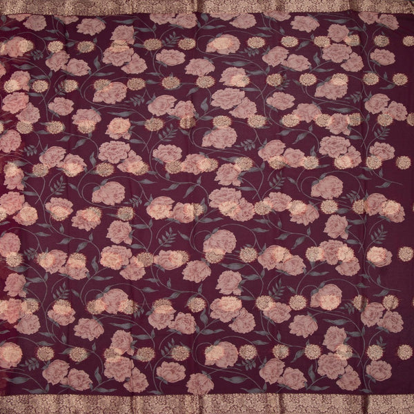 Chiffon Wine Colour Printed Saree