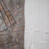Mulberry Silk Grey Printed Saree With Leaf Design