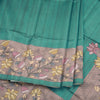 Semi Raw Silk Teal Green Printed Saree 02