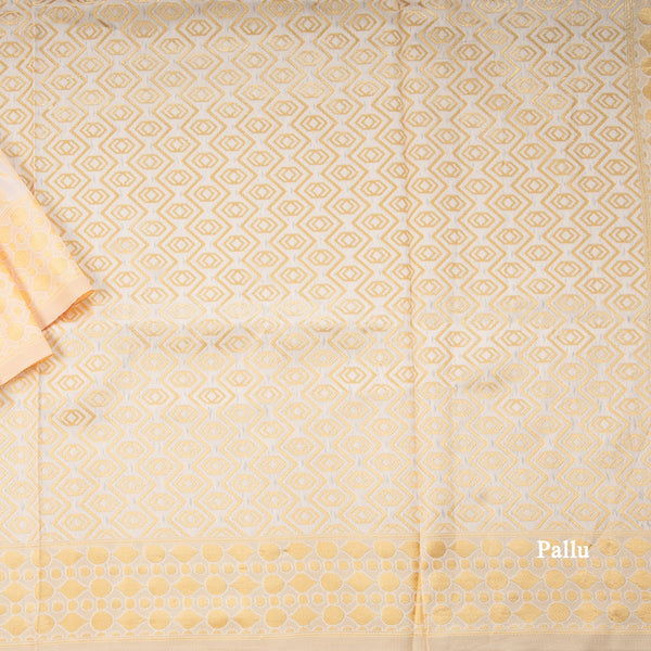 Semi Tussar Cream Floral Embossed Saree