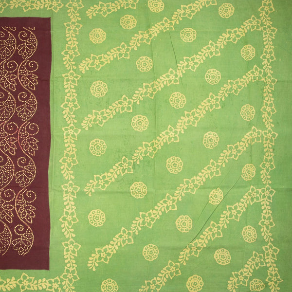 Sungudi Cotton Maroon Printed Saree Without Blouse 09