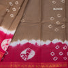 Sungudi Cotton Light Brown Printed Saree 05