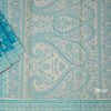 Chanderi Cotton Teal Green Printed Saree