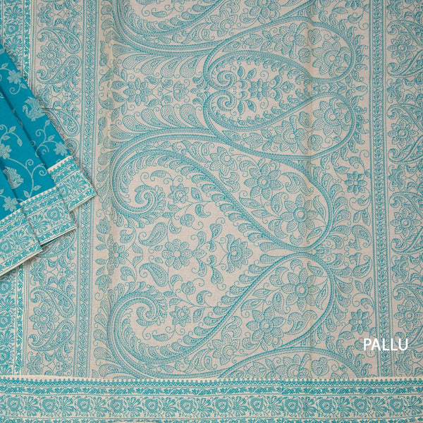 Chanderi Cotton Teal Green Printed Saree