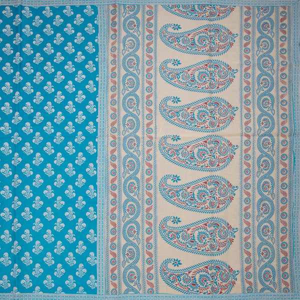 Chanderi Cotton Blue Printed Saree 02